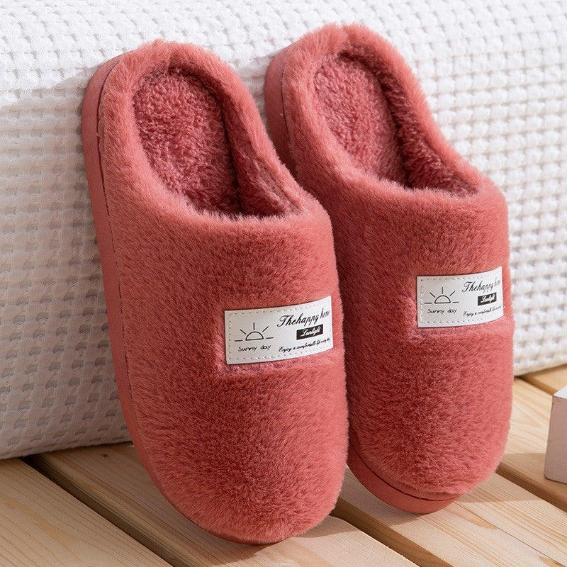 Women's Cotton slippers autumn and winter home warm plush indoor thick bottom non-slip slippers