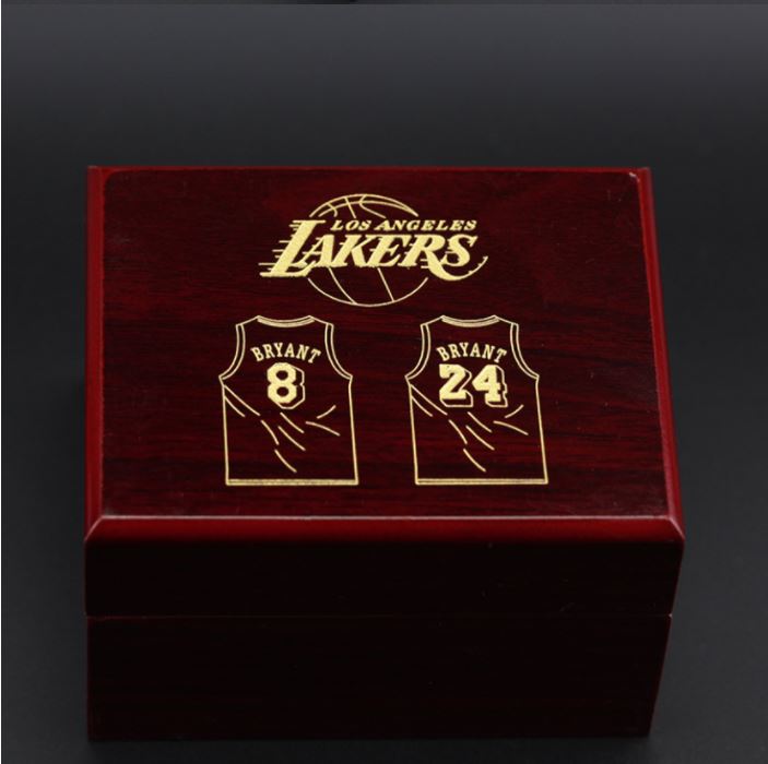 Lakers Kobe Braynt TWO Rings Retirment Set with Wooden Display Box