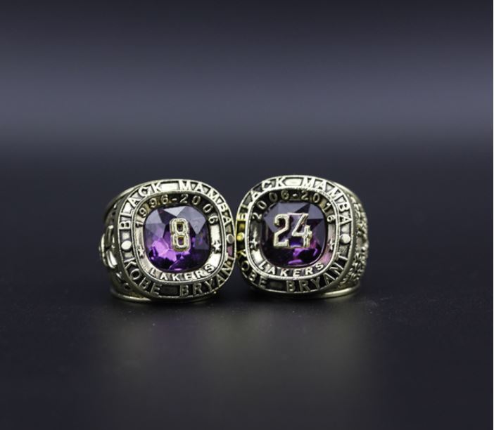 Lakers Kobe Braynt TWO Rings Retirment Set with Wooden Display Box