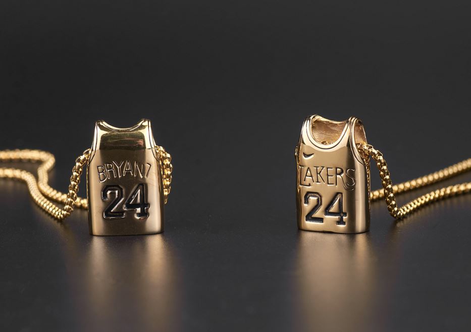 Kobe Braynt Golden & Silver Necklace Jersey Style for Los Angeles Lakers