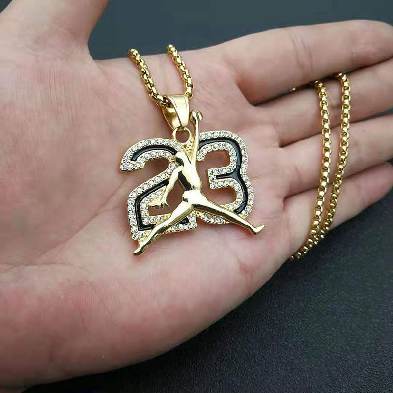 Jordan 23 Golden Necklace with Gift Box for Chicago Bulls