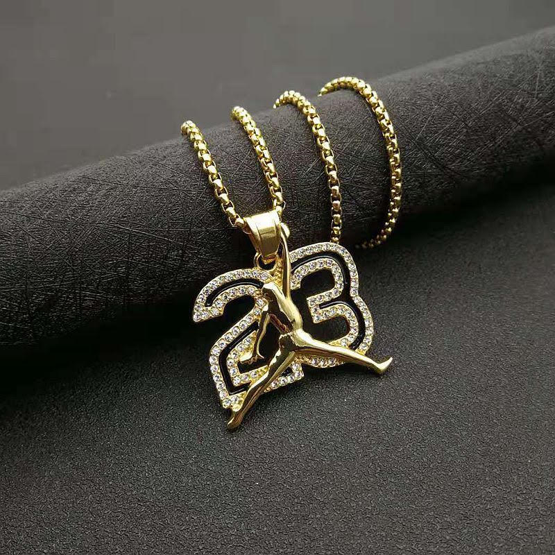Jordan 23 Golden Necklace with Gift Box for Chicago Bulls