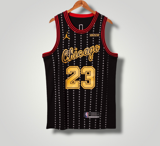 Chicago Bulls Jordan Black Stars Jersey