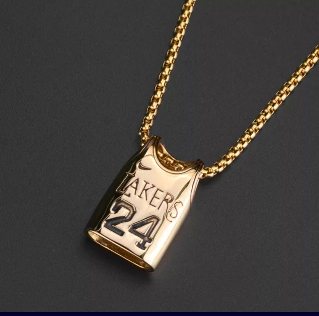 Kobe Braynt Golden & Silver Necklace Jersey Style for Los Angeles Lakers