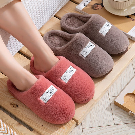 Women's Cotton slippers autumn and winter home warm plush indoor thick bottom non-slip slippers