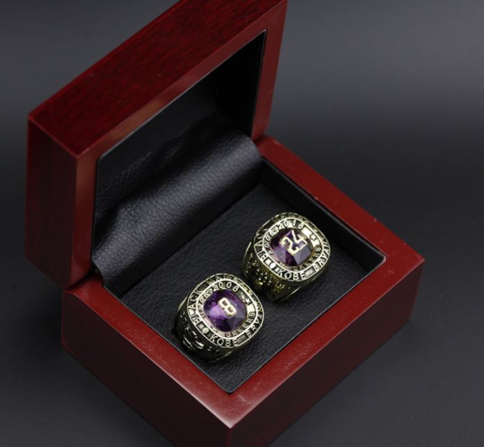 Lakers Kobe Braynt TWO Rings Retirment Set with Wooden Display Box