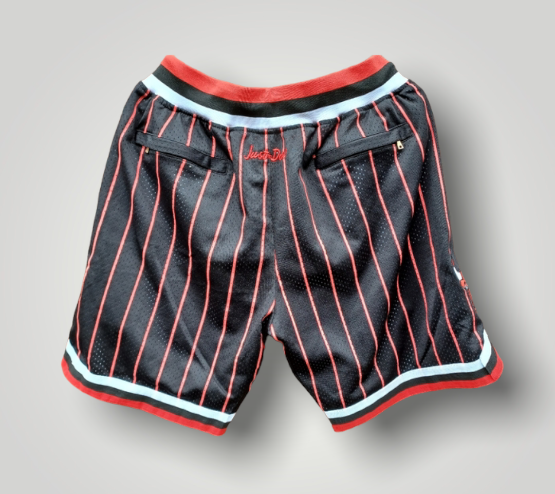 Chicago Bulls Nba Shorts Pinstripe Black And Red Just Don Vintage